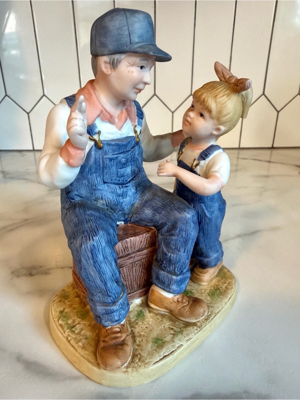 Vintage 1985 Homco Denim Days #8894 Girl with Grandpa